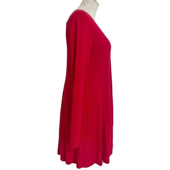 Joan Vass Size Medium  Top Blouse Tunic Red Long Sleeve - Picture 3 of 7